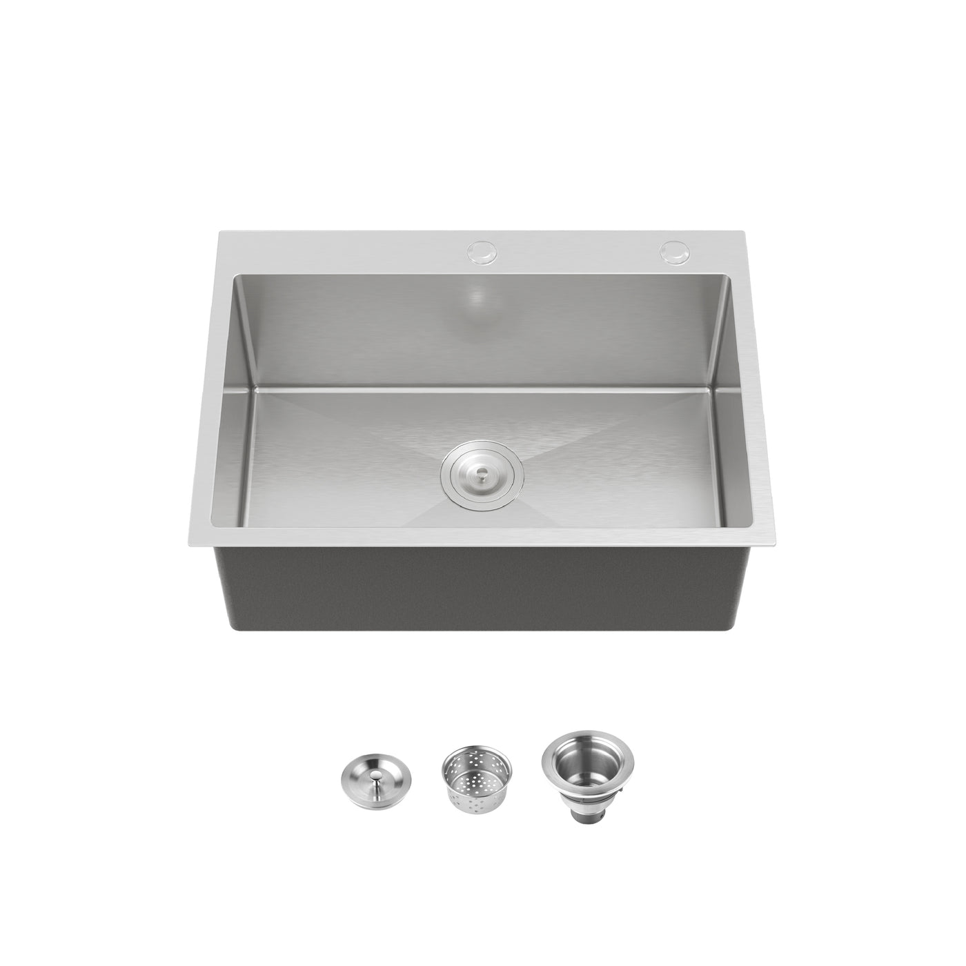 Stainless Steel Kitchen Sink 27x19 Single Bowl Overmount Dark Gray