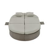 Outdoor Reclining Daybed Rattan Gray 3-Position Adjustable