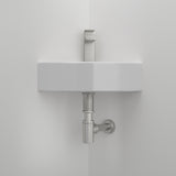 Modern White Triangle Porcelain Ceramic Wall Mount Vessel Sink with Single Fauce