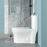 Ceramic One Piece Toilet for Bathroom, 12-inch Rough-In, 1.22/1.6 GPF
