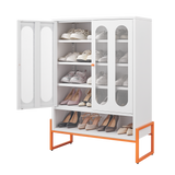 White Metal Double Door Shoe Cabinet 31.49"x13.77"x46.45