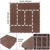 12" Interlocking Patio Deck Tiles Red Brown Polypropylene DIY