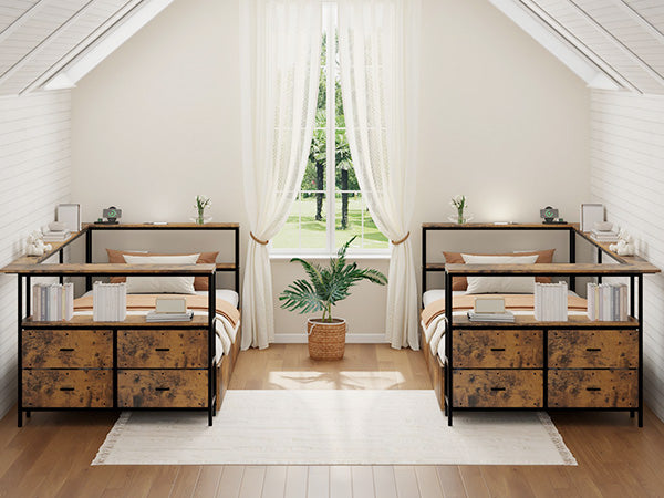 Twin Engineered Wood Platform Bed with Storage Drawers Black