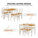 Solid Wood Dining Set Ancient White