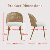 Set of 4 Metal Dining Chair Beige/Brown