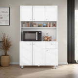 Wilson 6 Door Multi-Functional Kitchen Microwave Pantry Cabinet, One Drawer