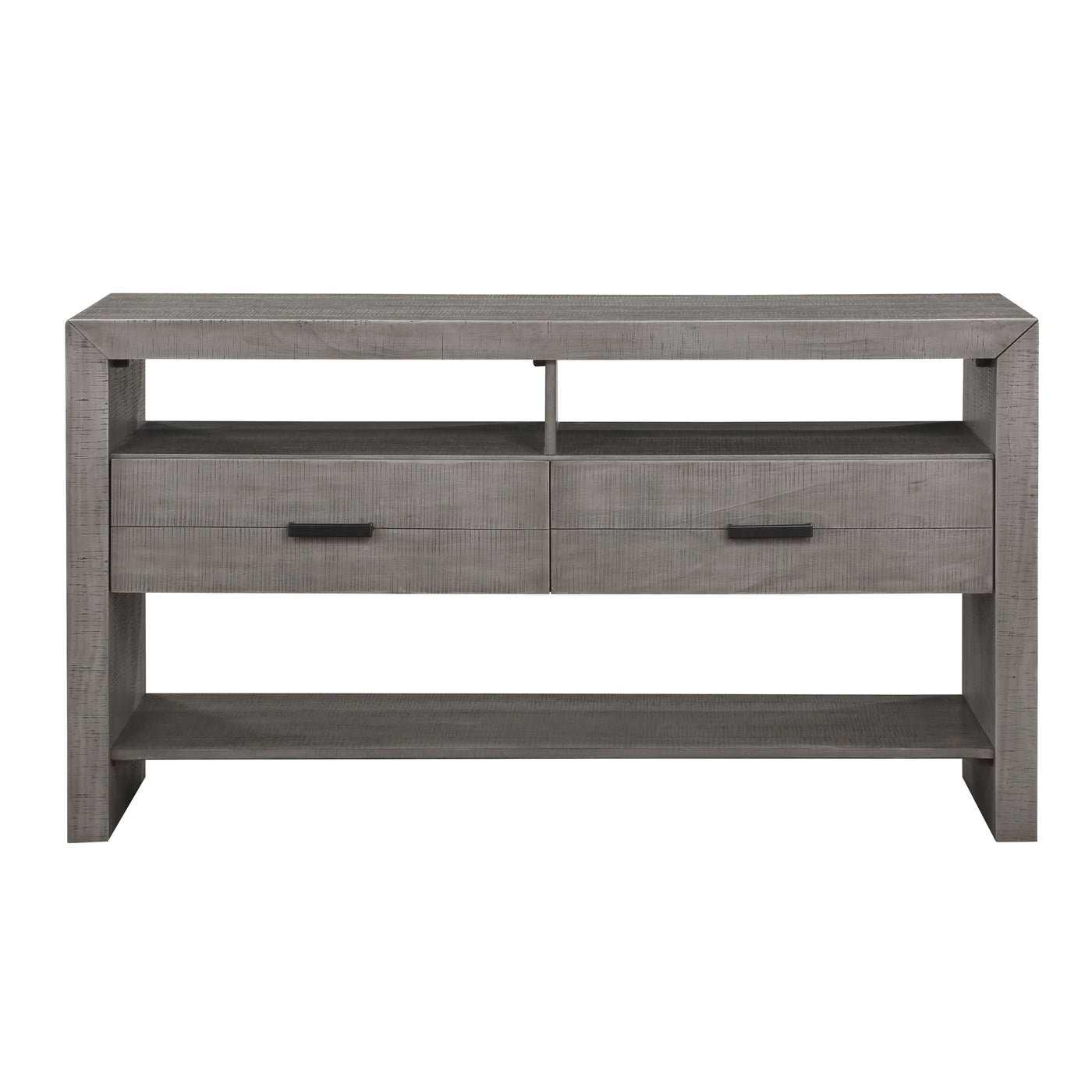 Modern Rustic Gray Wooden Server Cabinet 2 Drawers 3 Shelves