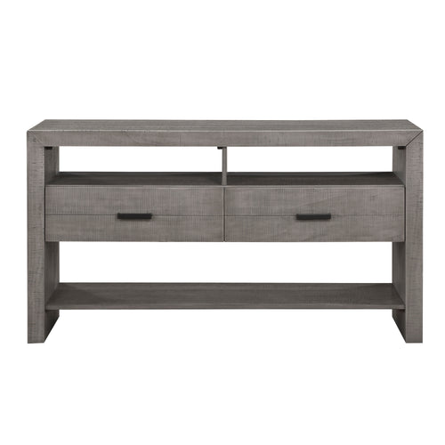Modern Rustic Gray Wooden Server Cabinet 2 Drawers 3 Shelves