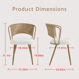 Set of 2 Metal Dining Chair Beige/Brown