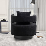 Boucle Accent Chair Swivel Black
