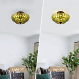 Semi Flush Mount Ceiling Light, Green Glass Ceiling Light Fixture