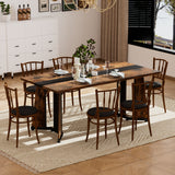 Rectangular Engineered Wood Dining Table Black/Rustic Brown 71"