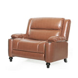 Brown Faux Leather Manual Recliner Chair 50" Wide