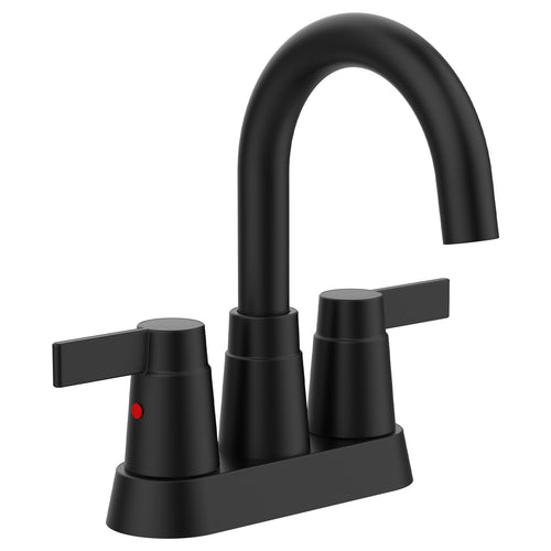 Matte Black 360 Swivel High Arc 2-Handle Bathroom Faucet