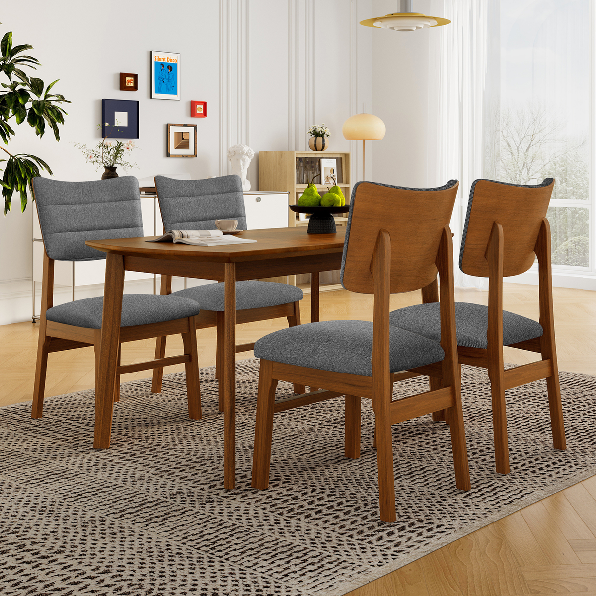 Engineered Wood Dining Set Brown/Gray