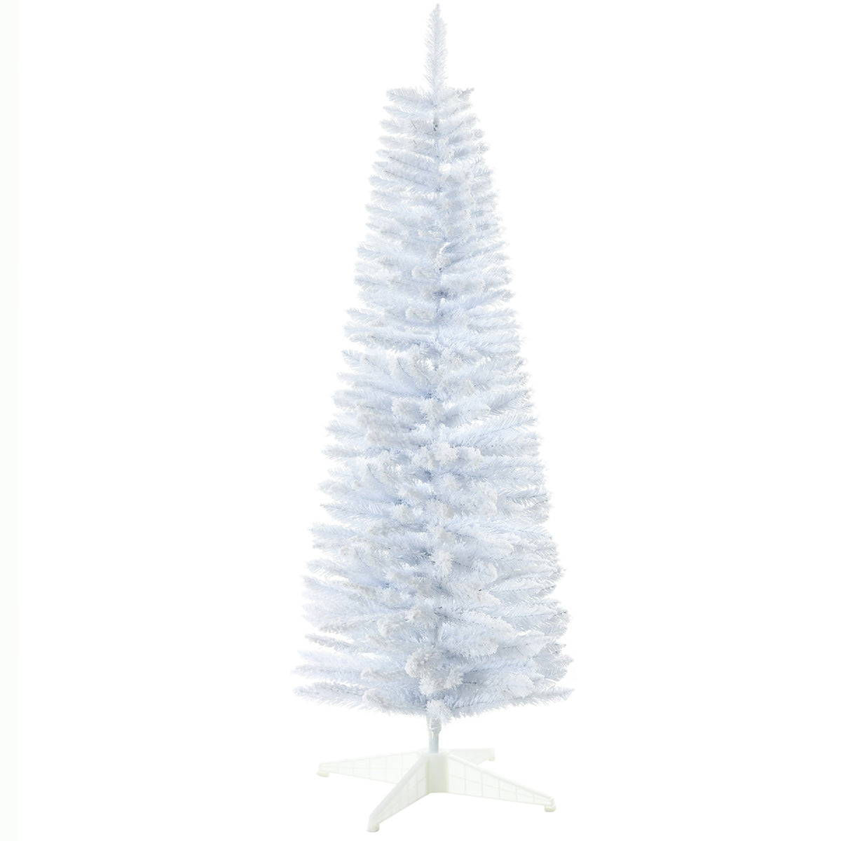 HOMCOM 5' Snow Flocked Artificial Pencil Christmas Tree, Slim Xmas Tree with Rea