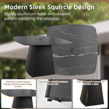 44" Rounded Square Outdoor Pedestal Dining Table Black