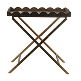 Brown MDF Side Table with Swan Motif Iron Base 23.5x15.5x24
