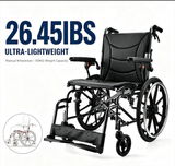 Adult Wheelchair, 20-inch Ergonomic Foldable Aluminum Transport Wheelchair with