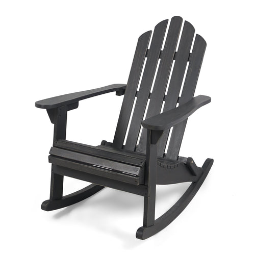 Acacia Wood Adirondack Rocking Chair Dark Grey Outdoor