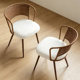 Set of 2 Metal Dining Chair Beige/Dark Walnut