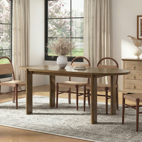 Modern Wooden Oval Dining Table 71" for 4-6 People Walnut