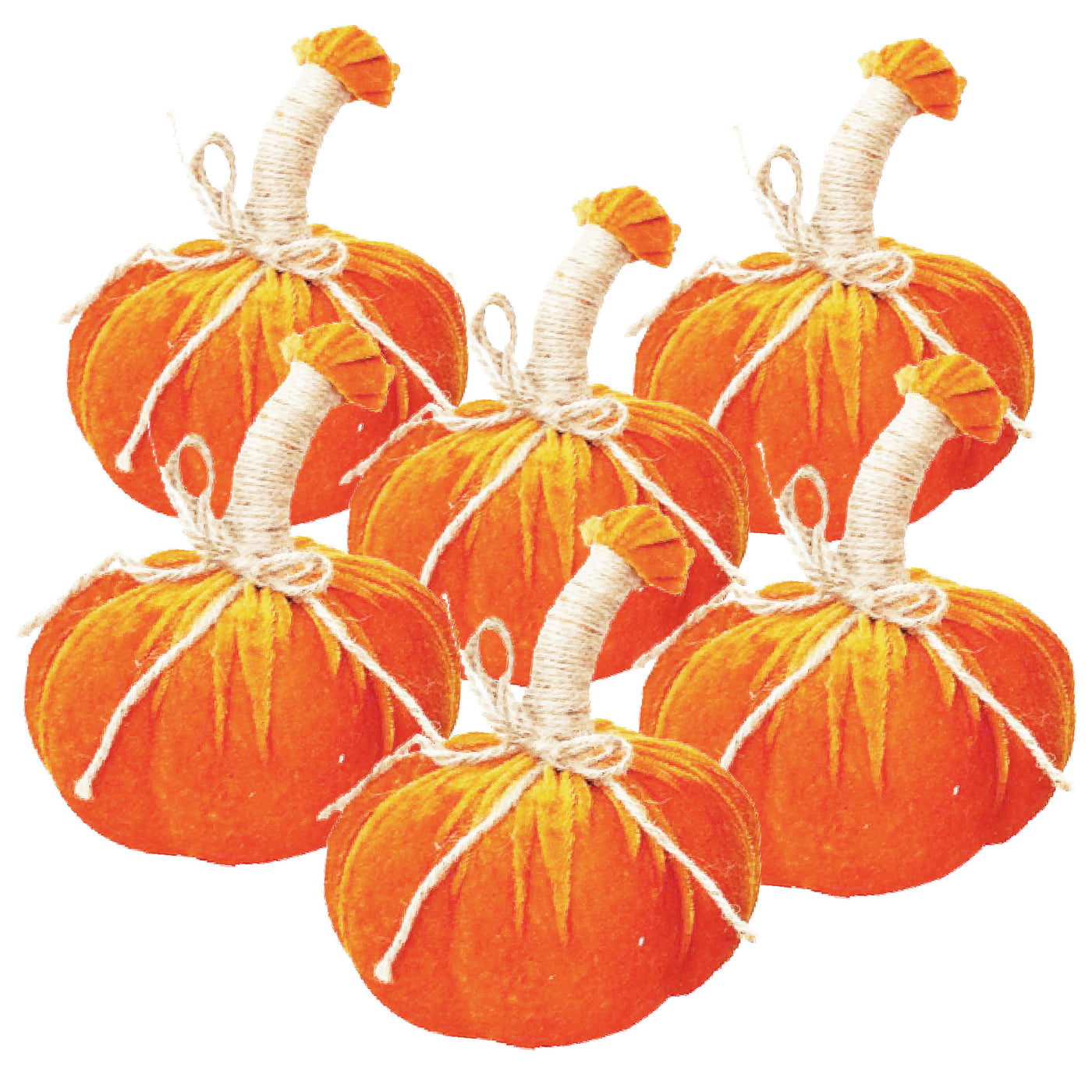 5x7" Medium Pumpkin Ornament Set of 6 Fall Harvest
