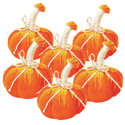 5x7" Medium Pumpkin Ornament Set of 6 Fall Harvest