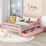 Full Wood Platform Bed Pink