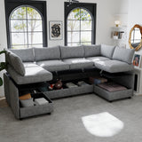 Chenille Loveseat with Storage Grey 68"