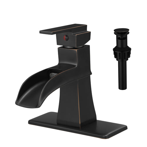 Waterfall ORB Bathroom Sink Faucet Pop-Up Drain Single Hole