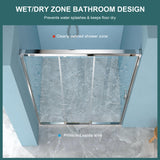 48"W× 76"H Triple Bypass Sliding Shower Door With 5/16 In. (8mm) Clear Glass
