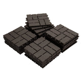 Outdoor Deck Tiles Interlocking Plastic Brown Checkered 12x12 in Pack of 36