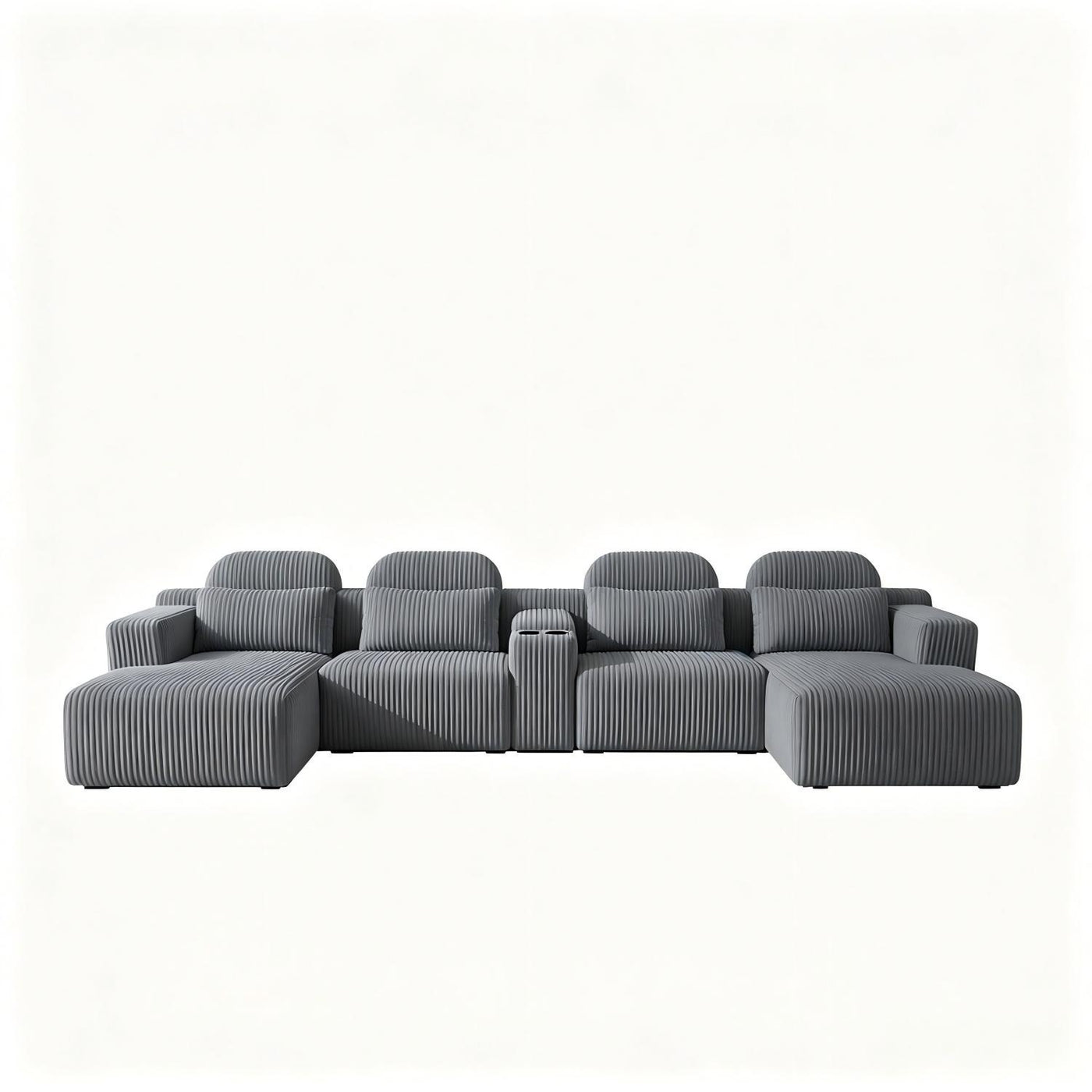 Dark Gray Corduroy 6-Seater U-Shaped Sectional Sofa