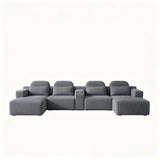 Dark Gray Corduroy 6-Seater U-Shaped Sectional Sofa