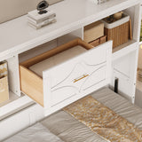 White Twin Size Murphy Bed with Charging Station and Drawer, Solid Pine Wood + MDF