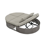 Outdoor Reclining Daybed Rattan Gray 3-Position Adjustable