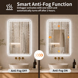24" W x 32" H Rectangular Front-Lighted and Backlit LED Bathroom Mirror