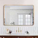 30x40 Gold Metal Framed Rectangular Bathroom Wall Mirror