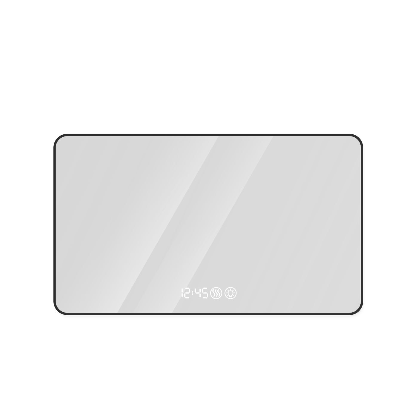 Modern Black Aluminum Wall Mirror LED Defog Rounded Corners