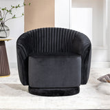 Fabric Accent Chair Swivel Black