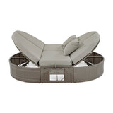Outdoor Reclining Daybed Rattan Gray 3-Position Adjustable