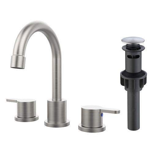 Brushed Nickel 2-Handle 8" Widespread Bathroom Sink Faucet