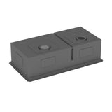 Double Bowl (60/40) Undermount Kitchen Sink- 36"x19"x10" Gunmetal Black 16 Gauge