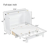 Farmhouse Style Solid Pine Murphy Bed Chest Cube with Charging Station and Storage Drawer, Full, White