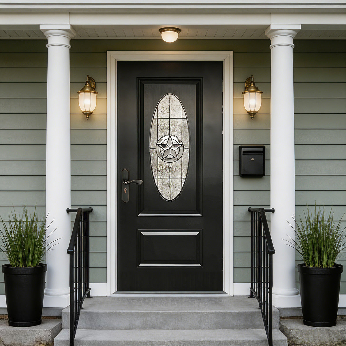 36"x80" Fiberglass Front Door with White 4-9/16" PVC Frame