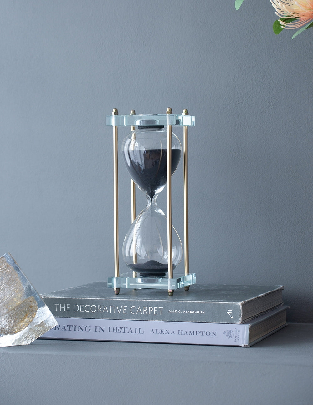 3x3x10 Black Hourglass with Crystal Stand 30 Minute Timer