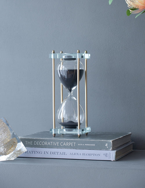 3x3x10 Black Hourglass with Crystal Stand 30 Minute Timer