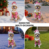 Christmas Labrador Retriever Statue, Holiday Dog Figurine in Pink Santa Outfit