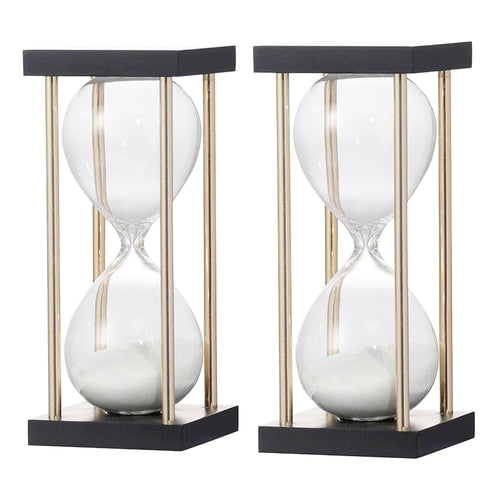 Set of 2 3x3x7" Spellman 15-Minute Hourglasses Metal Frame